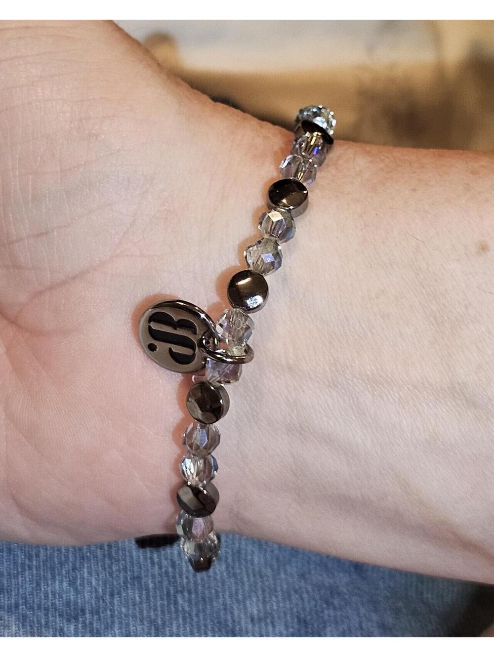 Bomb Party Halloween 2025 Stack Single Stretchy Crystal Bead Bracelet Black